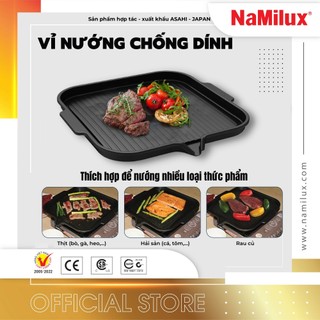 Chảo Nướng/Vỉ Nướng Chống Dính Không Khói NaMilux NHGP31F│Phủ Lớp Chống Dính Teflon Whitford│Có Rãnh Thoát Mỡ│Chính Hãng
