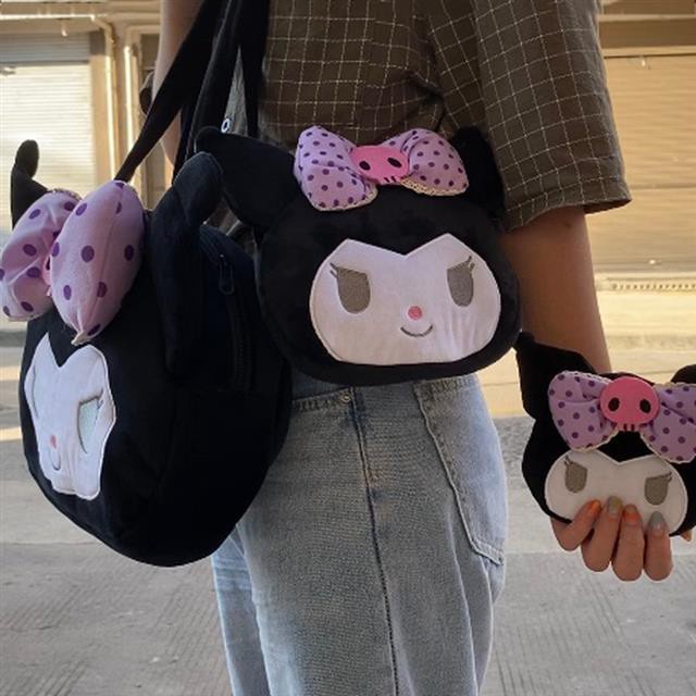 Dễ Thương Kuromi Sang Trọng Túi Xách Nữ Bé Gái Kawaii Túi Đeo Vai Mini Mềm Ví Đựng Tiền Xu