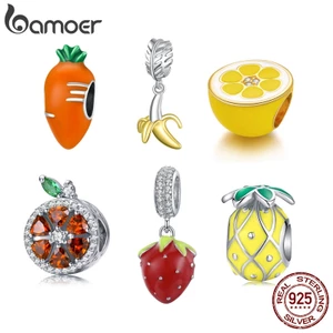 Hạt charm BAMOER bạc 925 họa tiết trái cây và rau củ