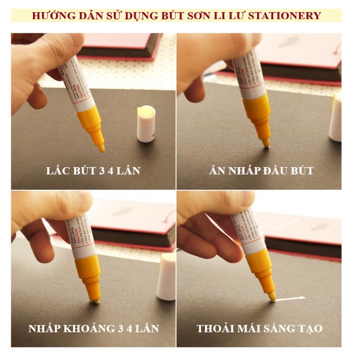 Bút sơn vẽ ô tô giày xe mô hình thủy tinh gỗ nhựa giấy kim loại GN Paint Marker GN101 repaint mực 12 màu