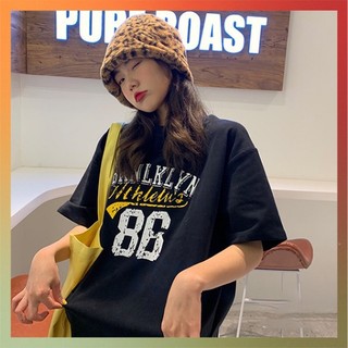 Áo thun 3158 cotton khô - áo in chữ Brooklyn 86 Nam Nữ tay lỡ form rộng