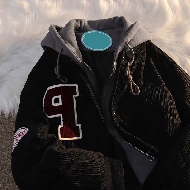 Áo khoác bóng chày unisex có mũ lót bông