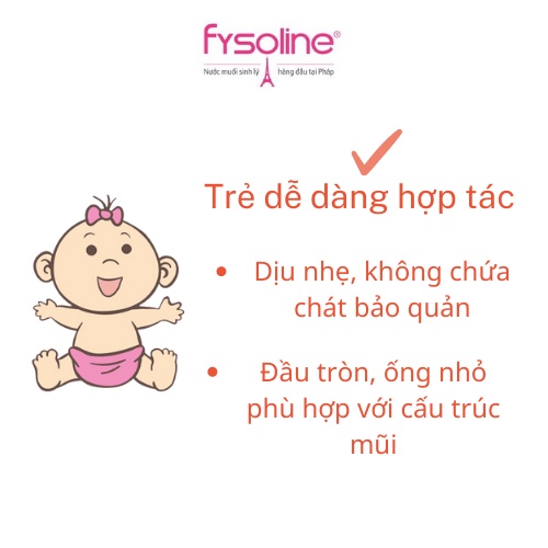 Nước muối sinh lí Pháp FYSOLINE - Hỗ trợ kháng khuẩn, viêm mũi, sổ mũi cho bé - Vàng 20 ống x 5ml - Date T4.2027