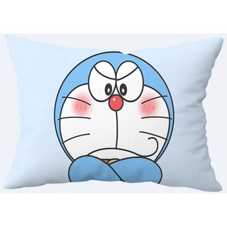 Vỏ gối Doremon in 1 mặt, polyester hình chữ nhật, trang trí phòng ngủ/sofa, không kèm ruột