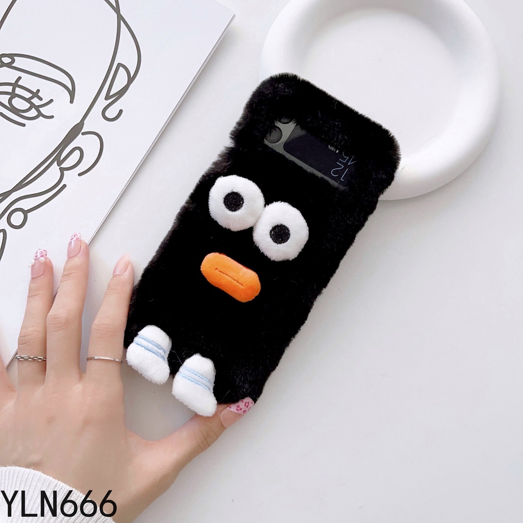 Thời Trang 3D Hoạt Hình Dễ Thương Lông Tơ Ốp Lưng Điện Thoại Samsung Galaxy Z Flip 3 5G Cover Dễ Thương Sang Trọng Mờ Ấm Áp Trường Hợp Cho ZFlip4 5G Vỏ Điện Thoại Sang Trọng Bảo Vệ