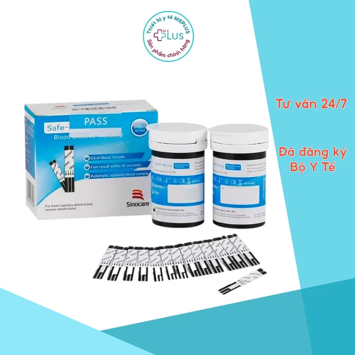 Que Thử Đường Huyết Safe Accu SINOCARE (50 que) có kèm kim chích date mới nhất
