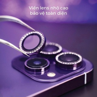 Cường lực camera lens KUZOOM Diamond màu tím bảo vệ camera chống trầy cho ip 14 14 plus 14 pro 14 promax