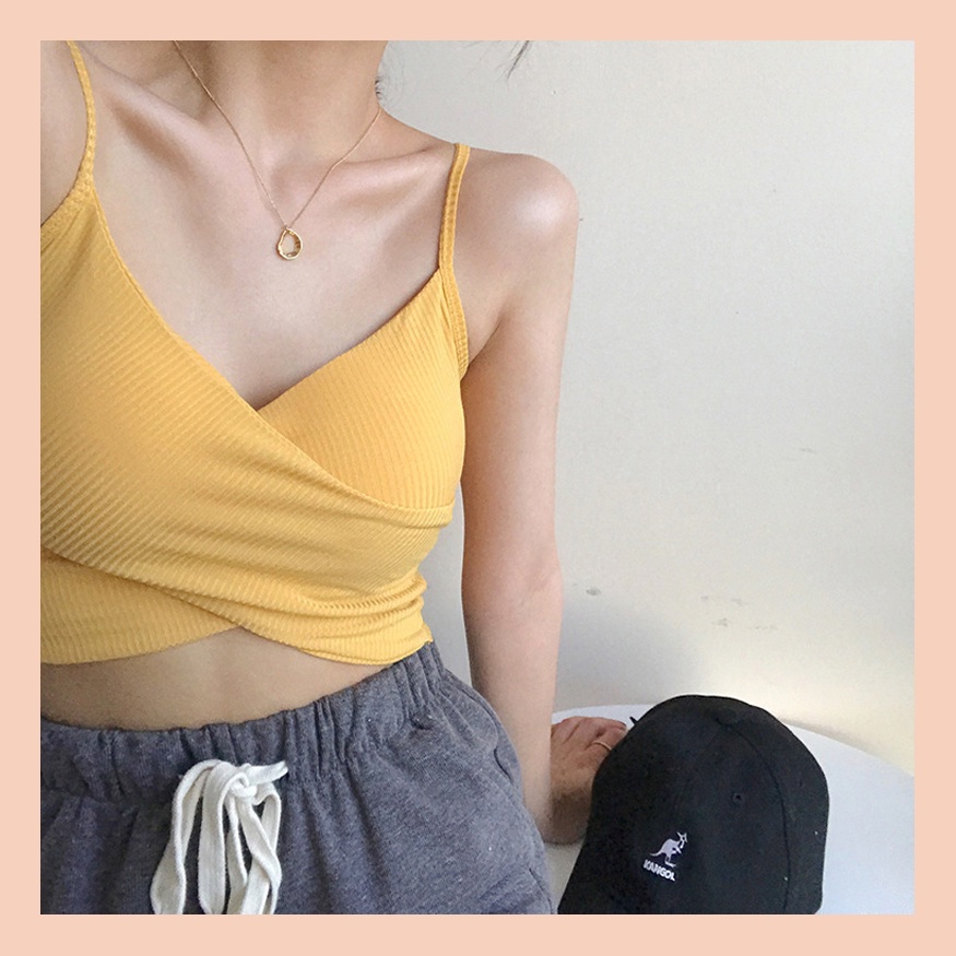Áo Bra UNDERCOOL Cotton Thoáng Mát May Chéo Có Đệm Ngực AB03