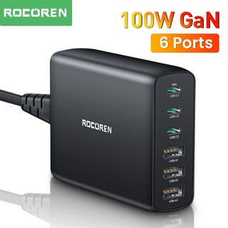 [kho địa phương]Bộ sạc nhanh để bàn Rocoren 6 cổng USB Type C PD 100W 4.0 3.0 chuyên dụng thích hợp cho iPhone 14 13 Pro Xiaomi