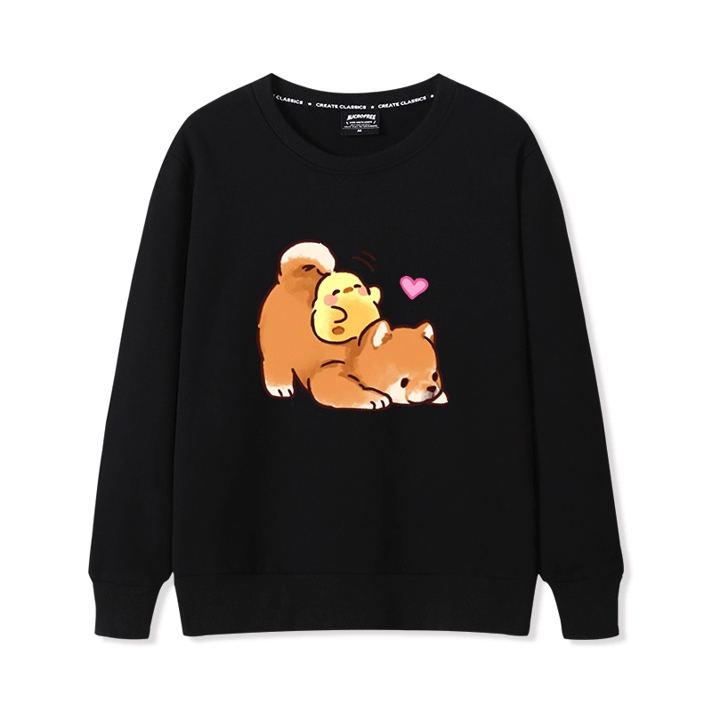 Áo Sweater Nữ HappyFamily In Hình Chú Chó Con Và Bé Vịt Xinh Xắn Chất Cotton 100 Cao Cấp