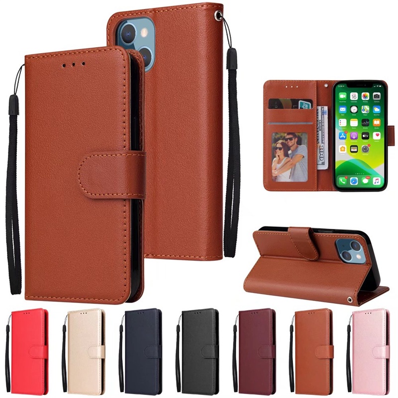 Dành Cho Iphone 5 5s Se 6 6s 7 8 Plus Se 2 3 2020 2022 12 Mini Pro Max Đen Lật Đứng Ví Da Bao Đựng Thẻ