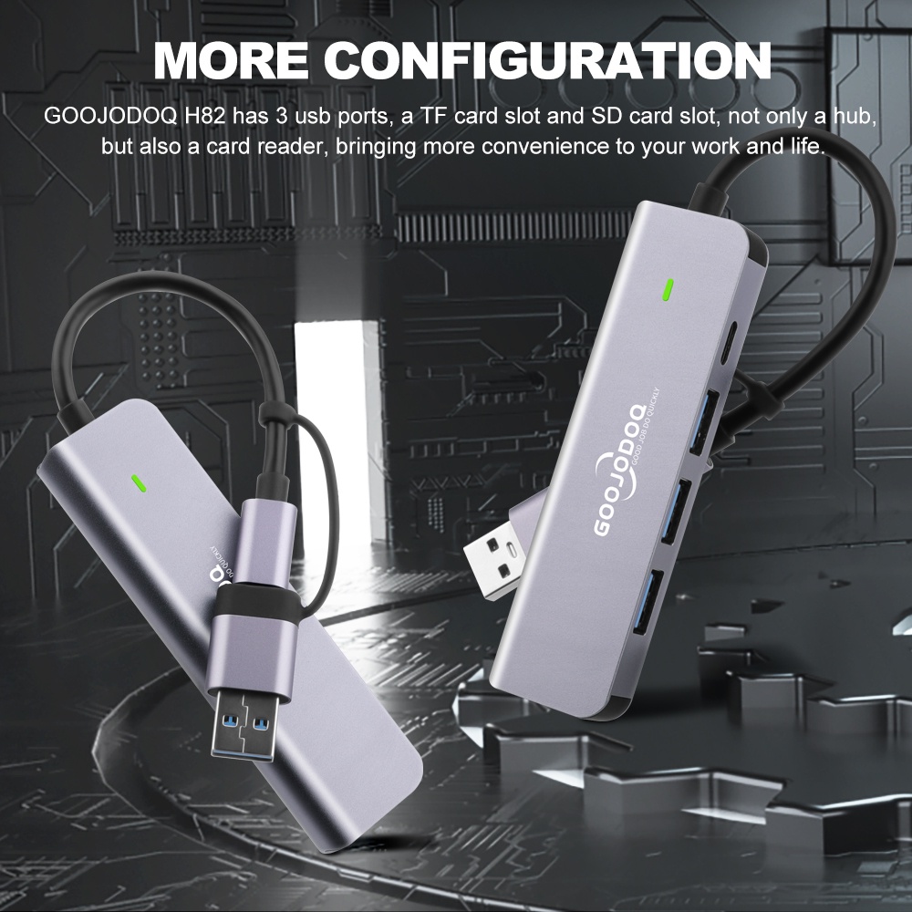 Ảnh Hub USB 3.0 GOOJODOQ Type C  5 trong 1 mở rộng kết nối thích hợp cho PC/ laptop/ điện thoại/ Macbook 1