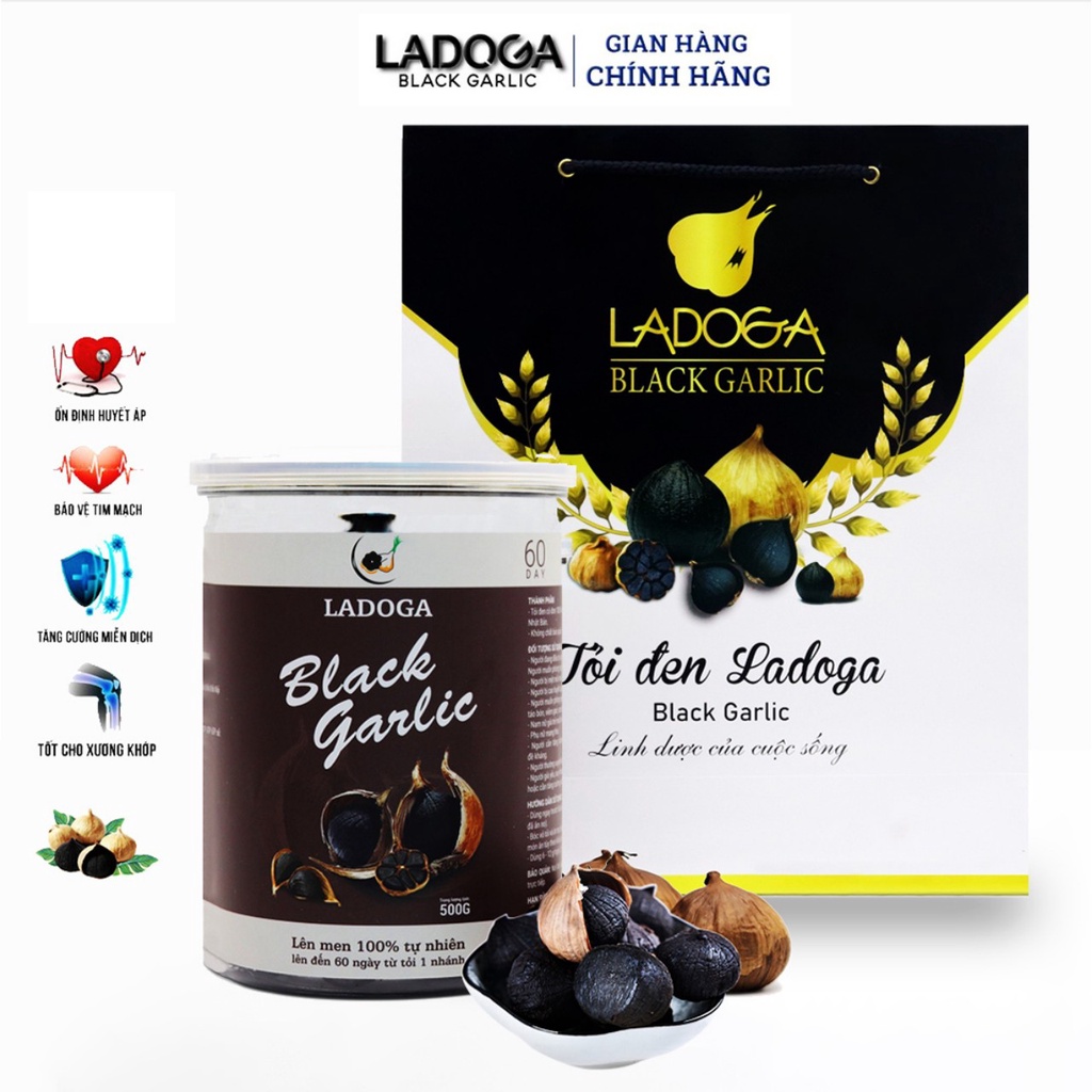 Tỏi đen bóc vỏ LADOGA 500 gr cho người bị tiểu đương, tăng sức đề kháng, hỗ trợ huyết áp, xương khớp cho người cao tuổi