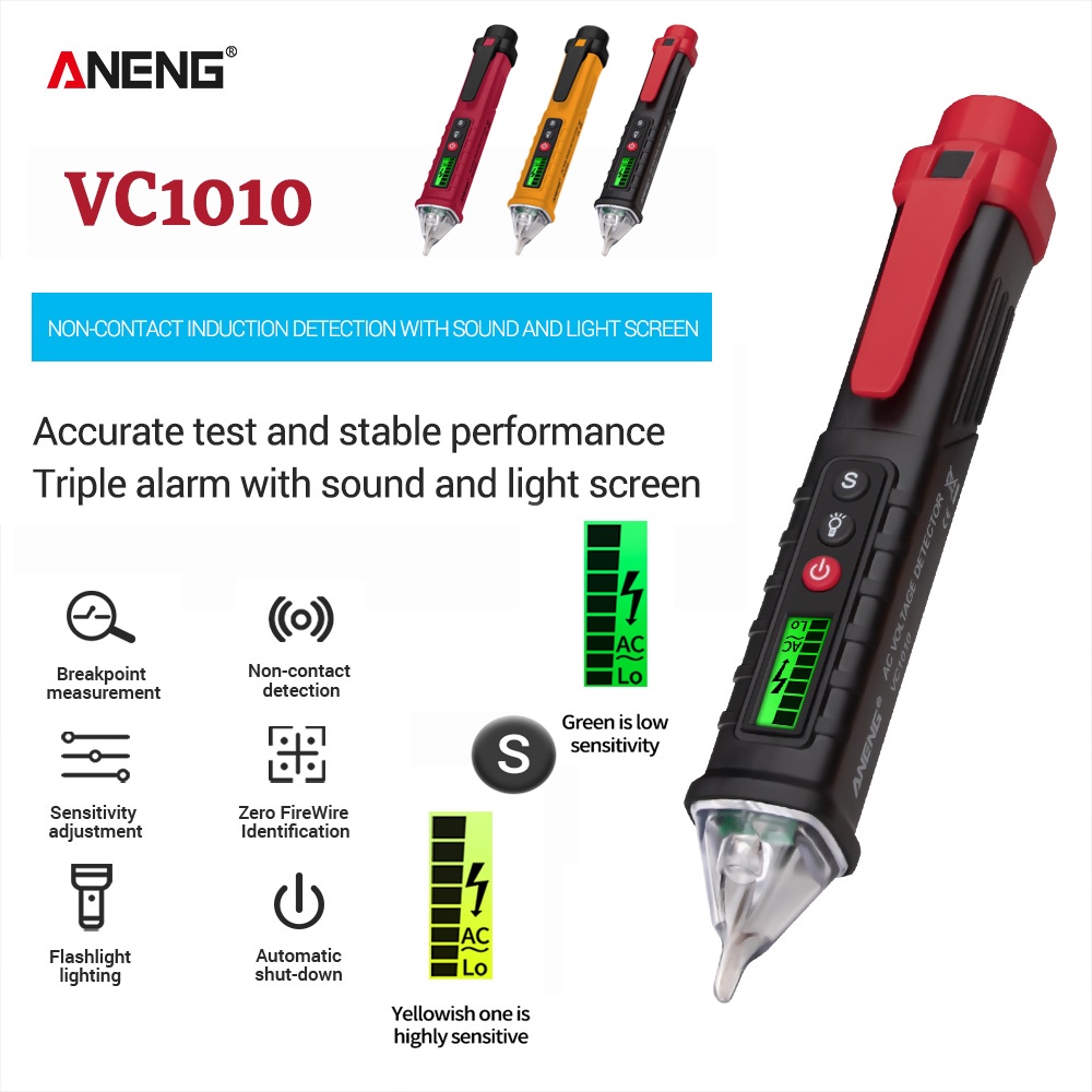 Digital AC/DC Voltage Detectors Smart Non-Contact Tester Pen Meter 12 ...