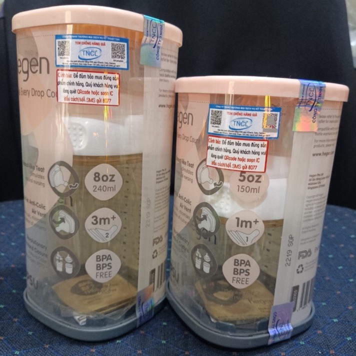 Bình sữa cổ vuông He gen cao cấp 60ml/150ml/240ml/330ml (fullbox), nhựa PPSU