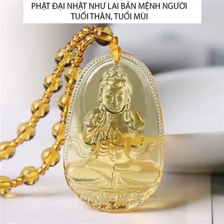 Dây chuyền mặt phật bản mệnh người tuổi Thân, Tuổi Mùi size 3.7cm x 2.4cm -Phật Như Lai Đại Nhật