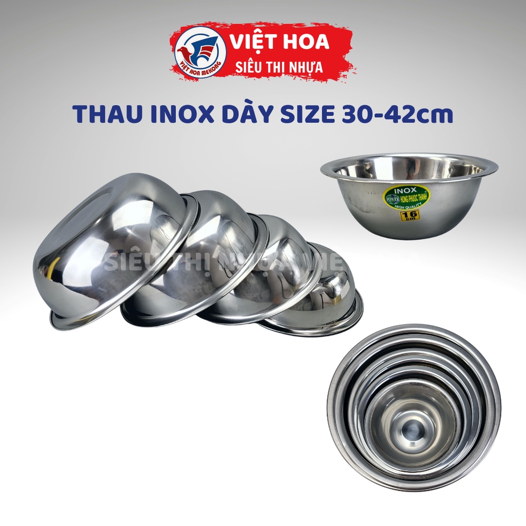 Thau inox cao cấp size 30-42cm, thau inox Hồng Phước Thành | Shopee ...