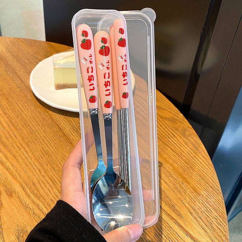 Bộ 3 Dụng Cụ Ăn Gồm Hộp Đựng Muỗng Đũa Muỗng Đũa Có Hộp Đựng Mang Đi Du Lịch Tiện Lợi