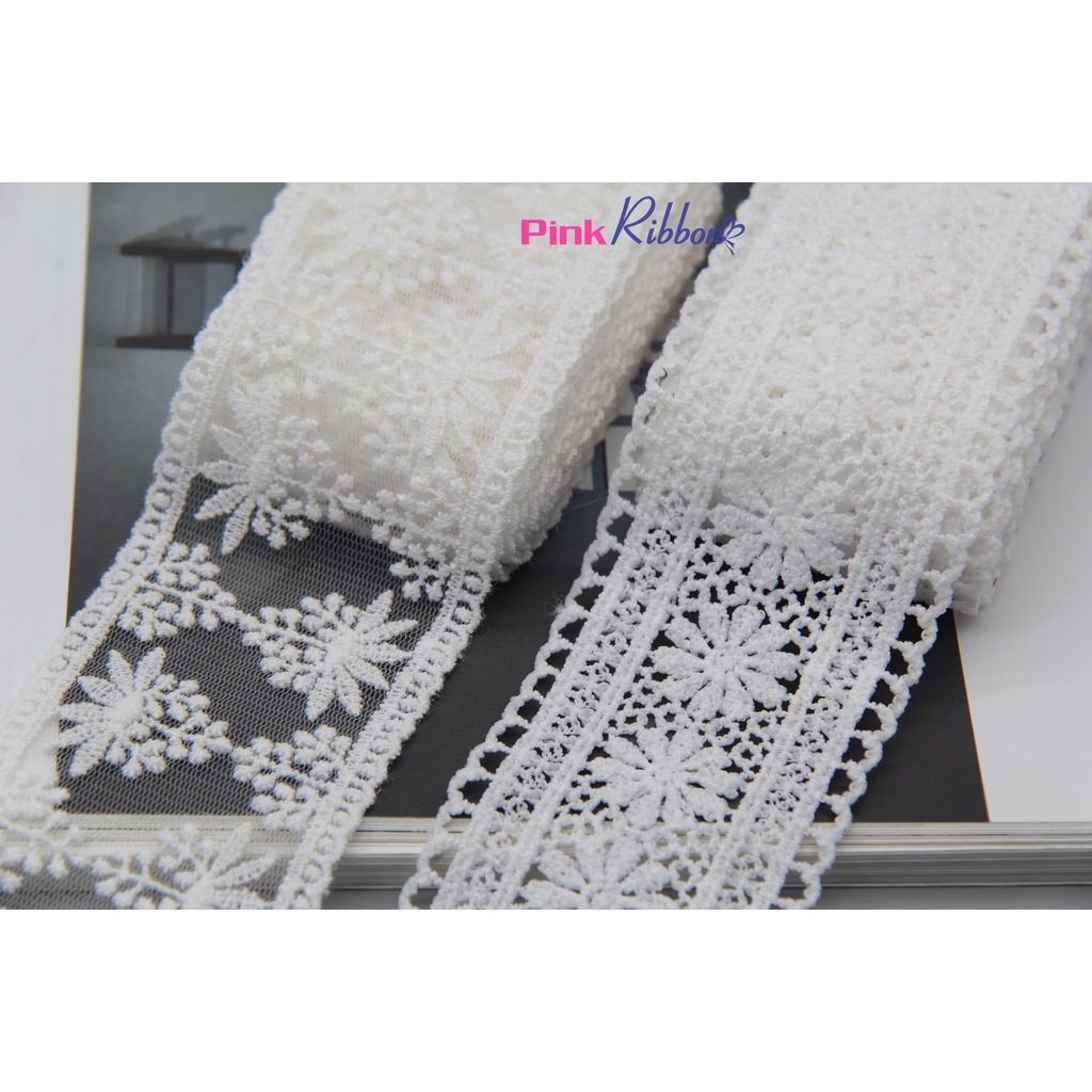Ren trắng thêu hoa 5.5cm (2 mẫu) | Shopee Việt Nam