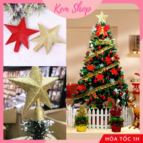 Ngôi sao kim tuyến vàng bạc đỏ trang trí cây thông Noel Giáng Sinh - Kem Shop K224