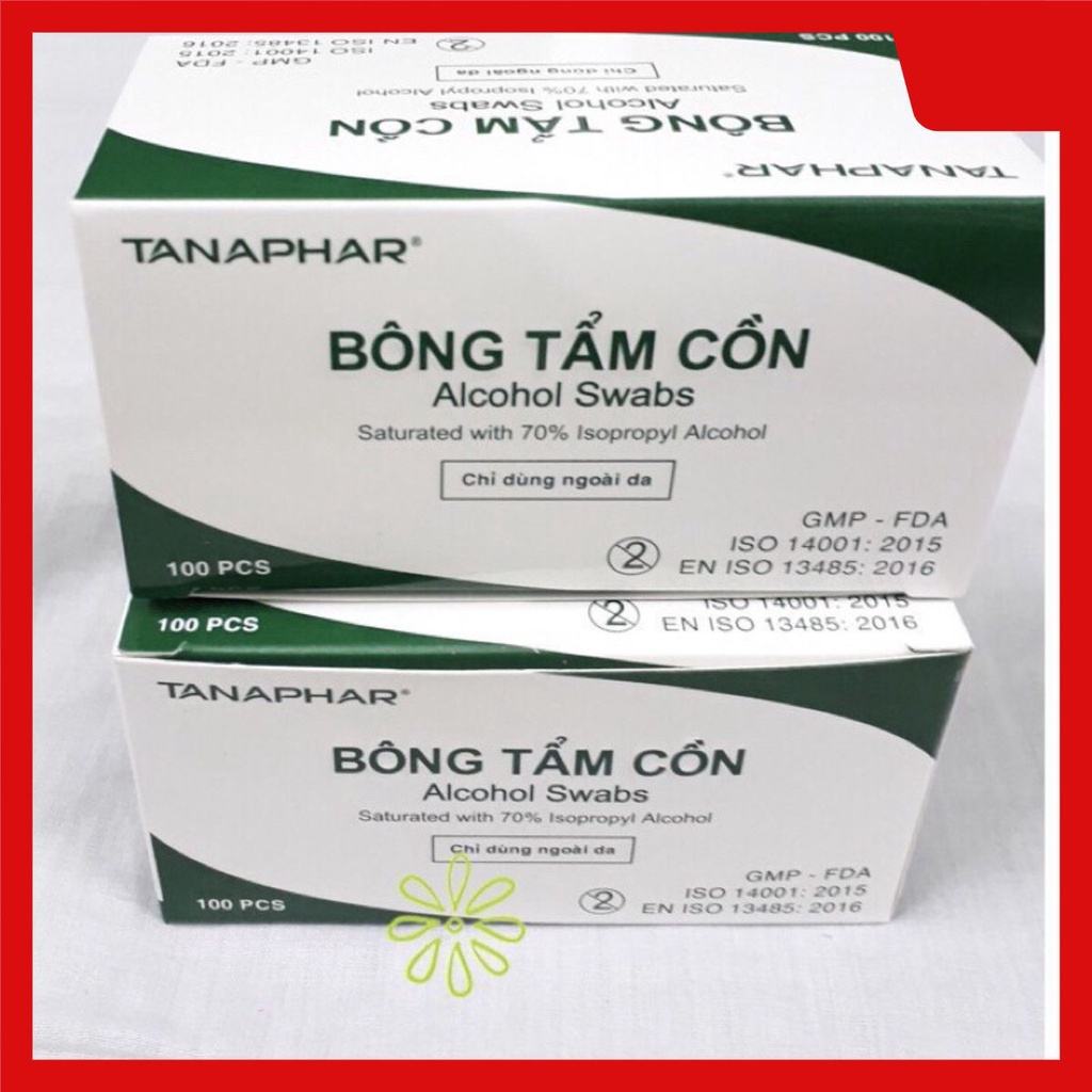 Hộp 100 bông tẩm cồn ALCOHOL SWABS sát khuẩn, sát trùng