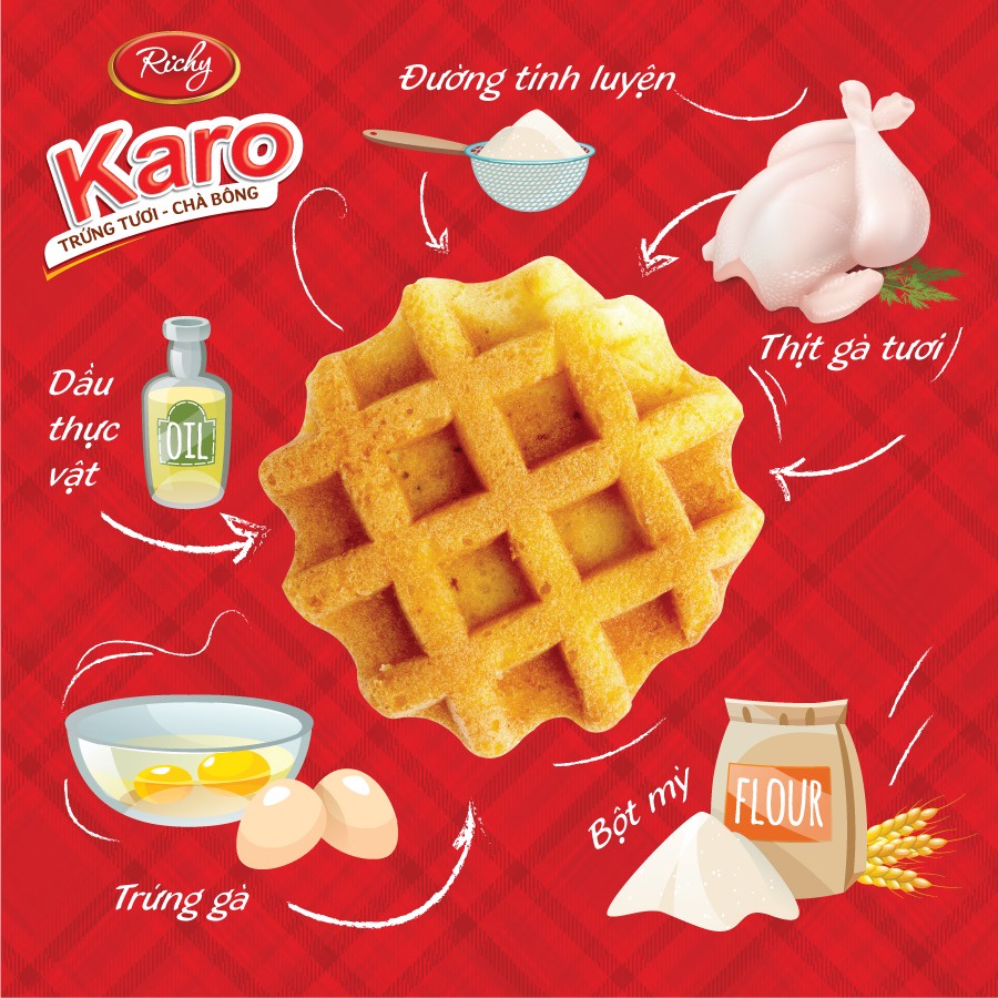 [Tặng quà đơn từ 129k]Bánh Richy KARO trứng tươi chà bông (Gà/ Phô Mai/ Sữa), HSD 45-90 ngày