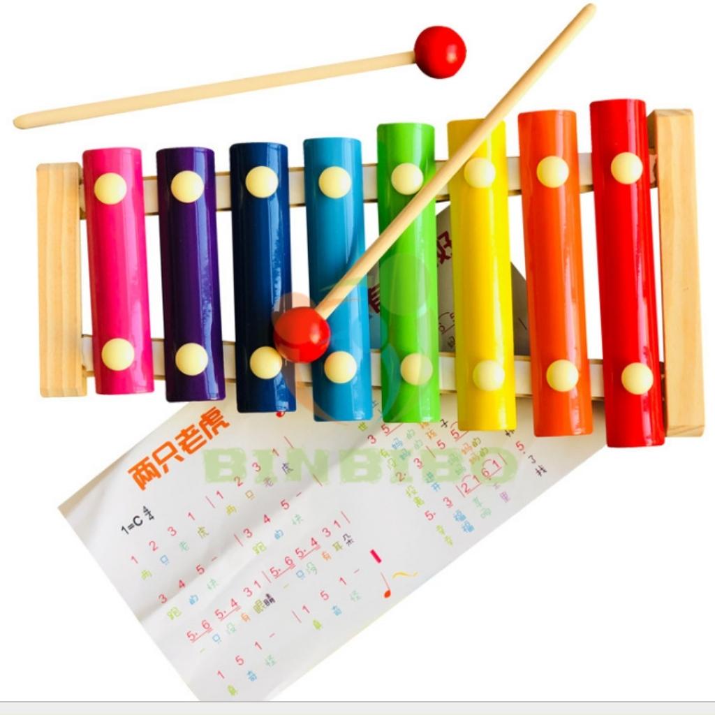 Đồ chơi Đàn Piano Xylophone gỗ 8 thanh quãng - Đồ chơi âm nhạc cho bé Binbibo