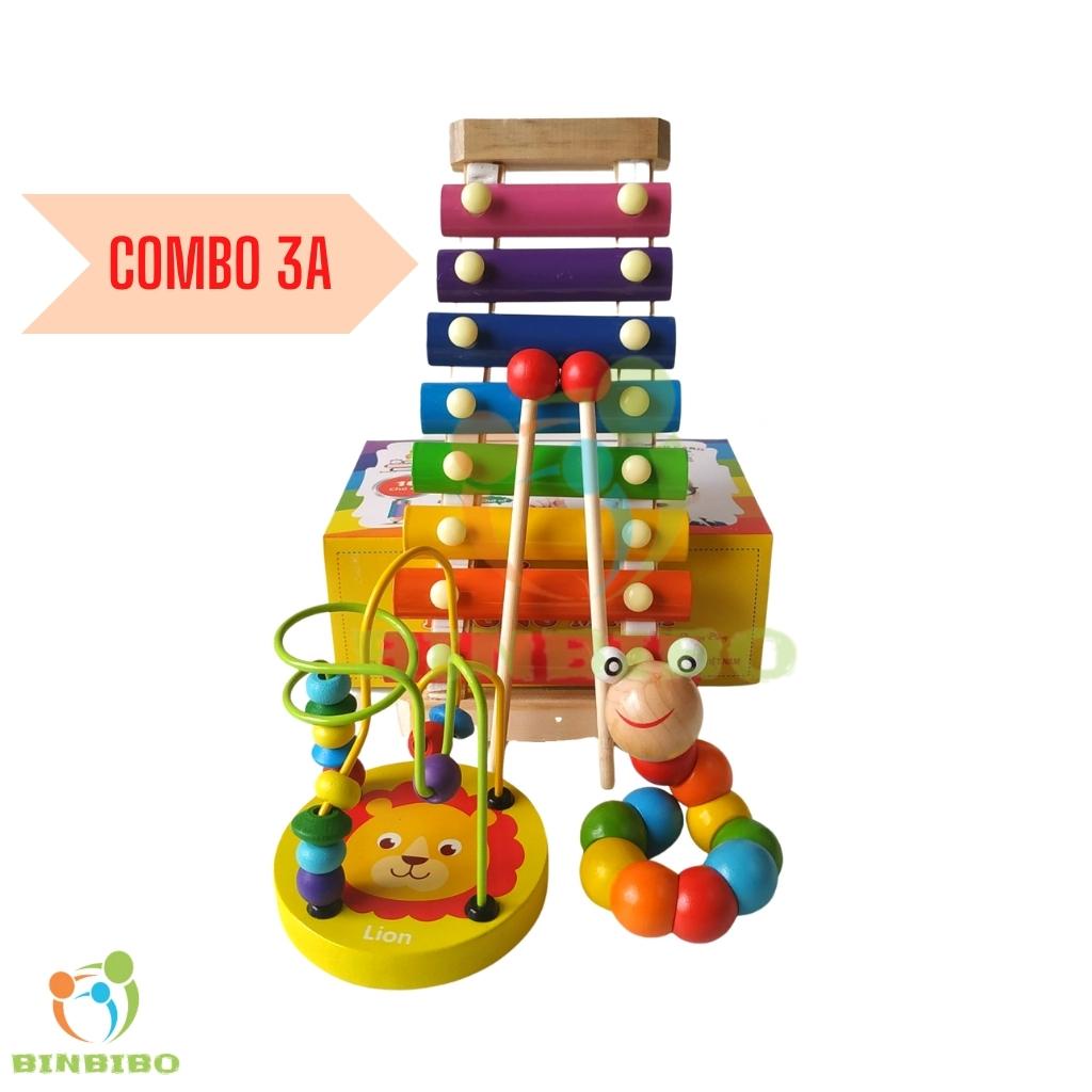 Combo 6 món đồ chơi gỗ Montessori phát triển trí tuệ cho bé - Binbibo