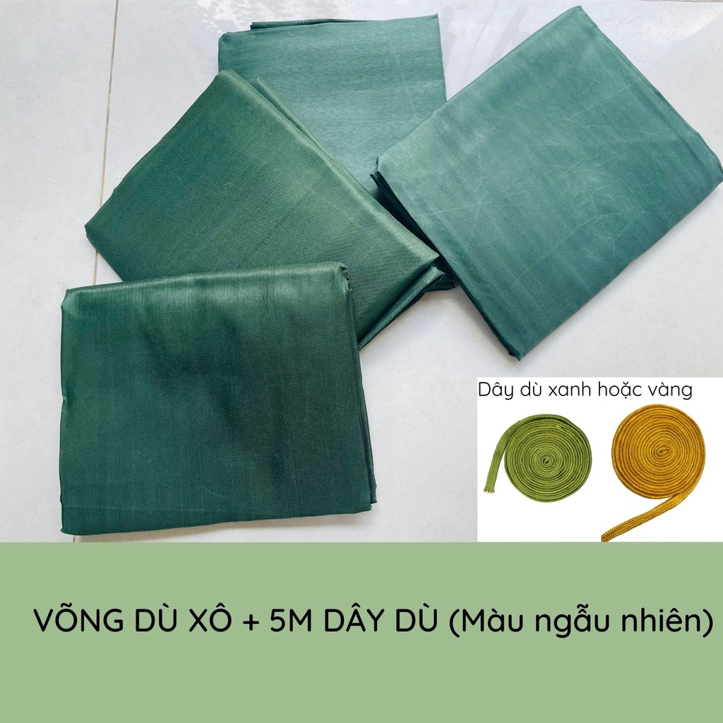 Võng dù xô siêu nhẹ 2m2 xanh lá đậm 2 lớp