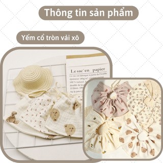 Yếm cổ tròn vải xô muslin THÊU TÊN có nấc chỉnh dành cho bé từ sơ sinh đến lớn Dollar Minho