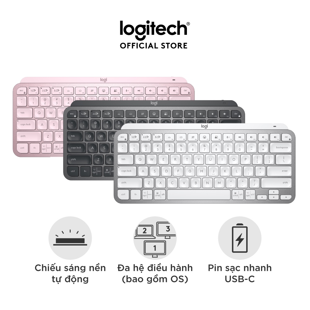 Bàn phím không dây Bluetooth Logitech MX Keys Mini – Nhỏ gọn, Phím tắt thông minh, Có bản cho Mac