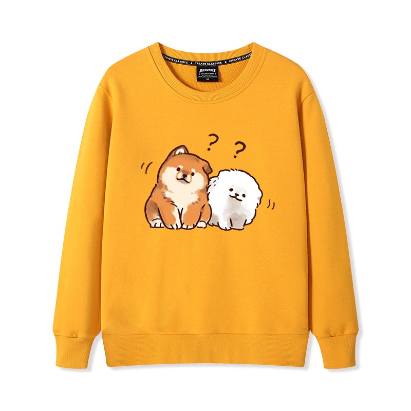 Áo Sweater Nữ HappyFamily In Hình 2 Chú Chó Con Xinh Xắn Đáng Yêu Chất Cotton 100 Cao Cấp
