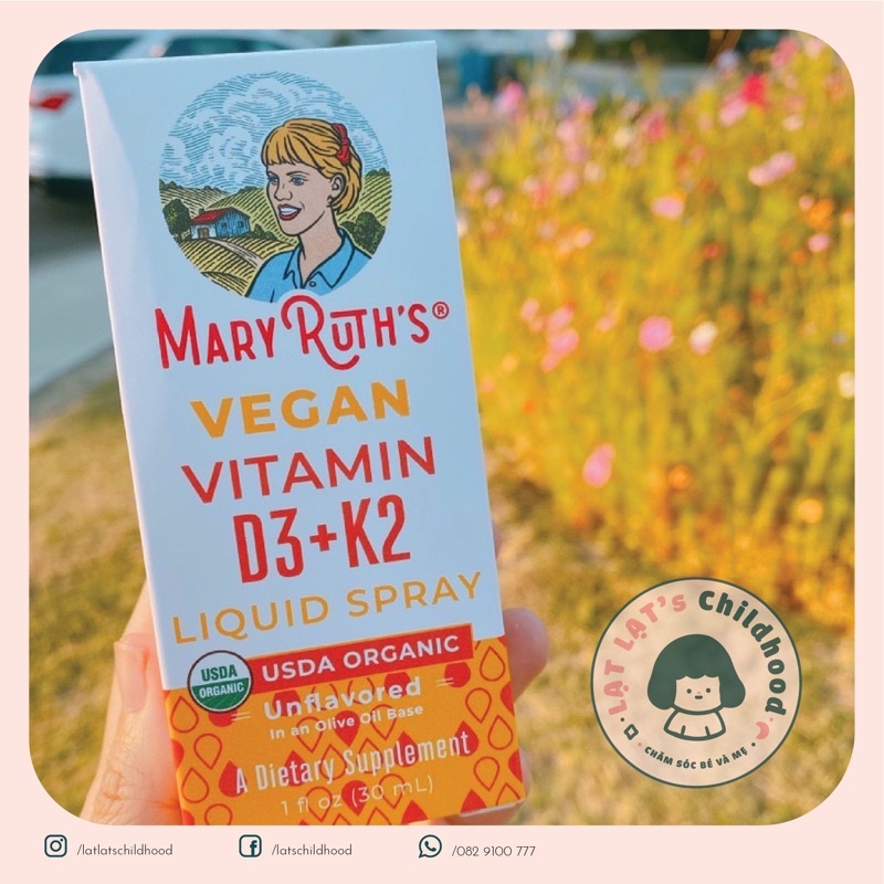 Vitamin D3 K2 Mary Ruth’s liquid spray hữu cơ dạng xịt cho trẻ em