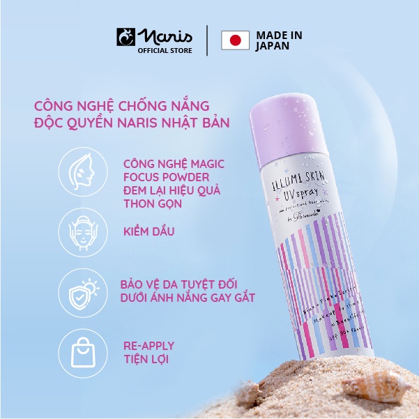 Ảnh Xịt chống nắng dưỡng da thon gọn Naris Parasola Ilumi Skin UV Spray, UV 2-sao SPF50+ PA++++ 80g 3