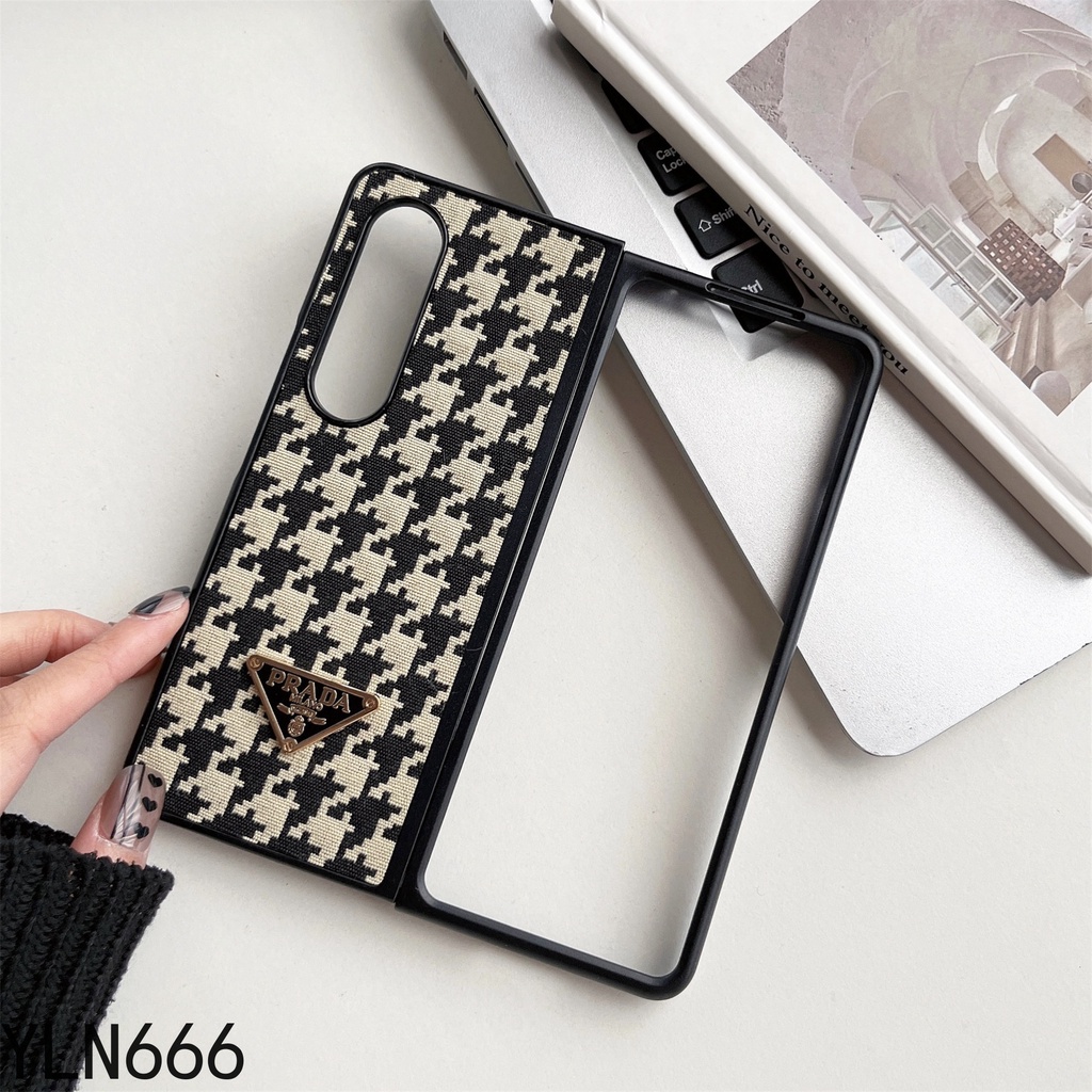 Ốp Điện Thoại Cao Cấp Sang Trọng Cho Samsung Galaxy Z Fold 6 5 4 3 2 Vải Ốp Điện Thoại Cổ Điển Cho Z Fold6 Vintage Thiết Kế Da Sang Trọng Gấp Lưng Chống Sốc Vỏ Điện Thoại Bảo Vệ