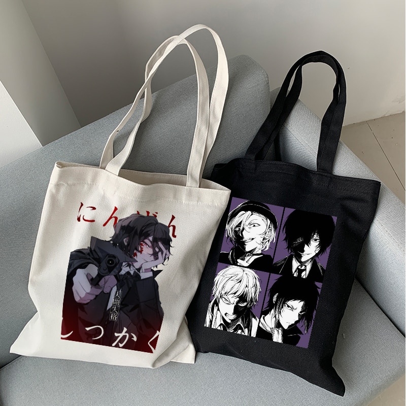 Túi Xách Canvas Cỡ Lớn In Họa Tiết Hoạt Hình Bungou Stray Dogs Osamu Dazai Nhật Bản Dễ Thương Cho Nữ