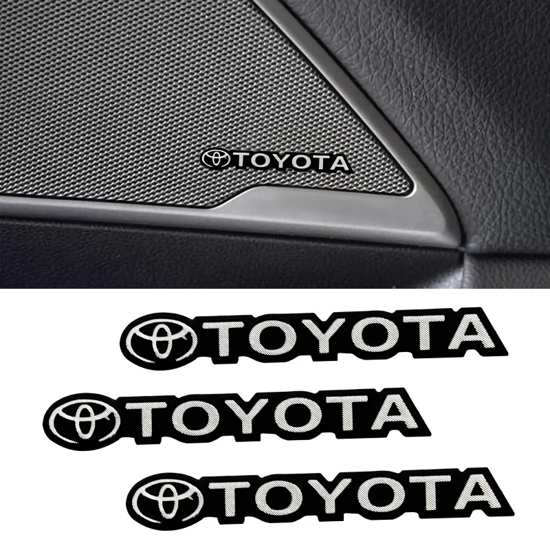 Set 4 / 8 Miếng Dán Loa Âm Thanh 3D Bằng Kim Loại Nhôm Cho Toyota VIos Yaris Corolla Cross Wish Revo CHR Avanza Fortuner Rush Wigo Innova raize