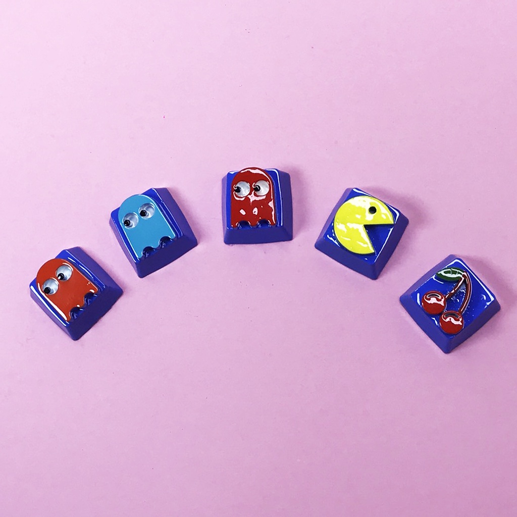 Bộ keycaps Pac-man, nút bàn phím 1u, SA, keycaps resin thủ công ...