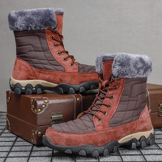 Giày Bốt Đi Tuyết Cổ Cao Lót Cotton Lông Cừu Dày Dặn Giữ Ấm Chống Thấm Nước Thời Trang Mùa Đông Cho Nam # High-top #