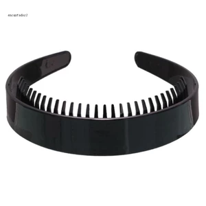✿ Băng Đô Nhựa Màu Đen Trơn 2.5cm Chống Trượt Có Răng Lược Cài Tạo Kiểu Trang Điểm DIY Cho Nữ
