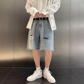 Quần Short Jeans Ống Rộng Xé Rách Năng Động, Quần Bò Lửng Thời Trang Unisex, Đùi Ngắn Style Hàn Quốc(kèm ảnh Thật)