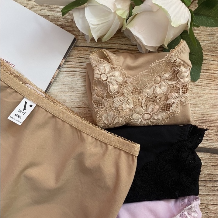 Ảnh Quần lót nữ cotton Nhật Vicci 103 dáng lưng vừa, viền ren mềm mịn, kháng khuẩn 4