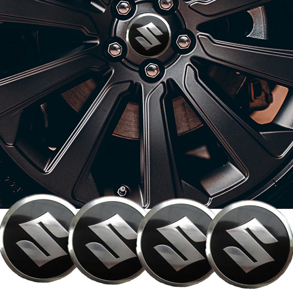 Bộ 4 Miếng Dán Logo 56mm Trang Trí Trục Bánh Xe Hơi Suzuki Swift XL7 vitara Jimny SX4 S-Cross Presso Ciaz ERTIGA Celerio
