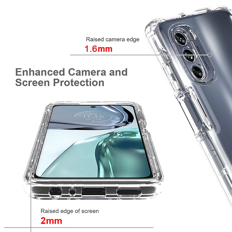 Dành Cho Motorola Moto G62 G82 G52 G42 G32 G22 G51 G60 G30 G20 G10 5G Hai Lớp Lai Chống Trầy Xước Màu Chống Sốc Toàn Thân Vỏ Trong Suốt