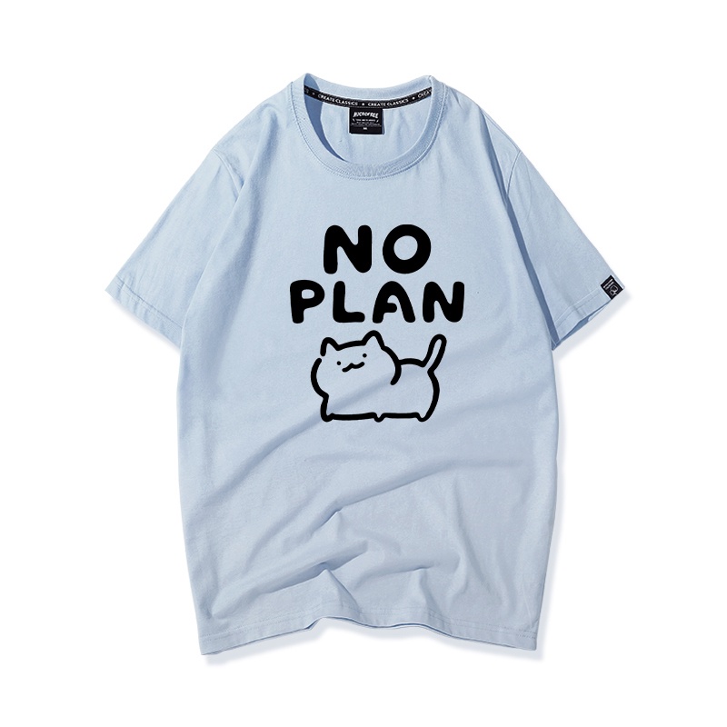 Áo Thun Nữ Tay Lỡ HappyFamily In Hình Chú Mèo Đáng Yêu No Plan Cotton 100 Cao Cấp