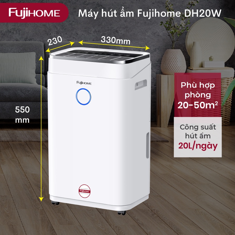 Máy hút ẩm công suất lớn 25L/ngày bằng máy nén cao cấp Nhập Khẩu Fujihome kết nối Wifi, lọc không khí thông minh đa năng | BigBuy360 - bigbuy360.vn