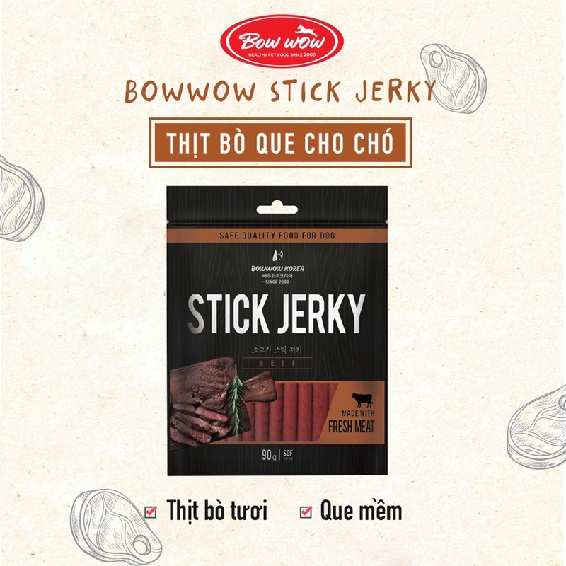 Thịt Bò/Thịt Cừu Dạng Que Mềm Cho Chó Bowwow Hàn Quốc 90g