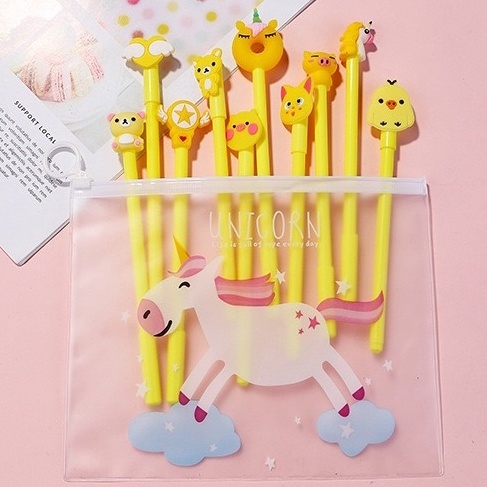 Combo 10 bút dễ thương tặng túi zip