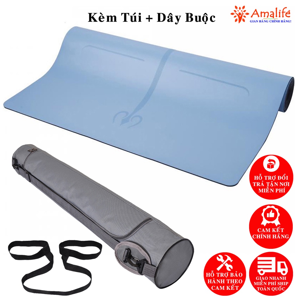 Ảnh Thảm Tập Yoga Gym Định Tuyến Da PU Chọn Màu Cao Cấp Chính Hãng Amalife Kèm Túi Đựng Oxford và Dây Buộc 1