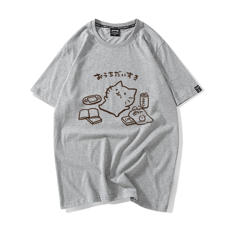 Áo Thun Nữ Tay Lỡ HappyFamily In Hình Chú Mèo Đáng Yêu Ngộ Nghĩnh Cotton 100 Cao Cấp
